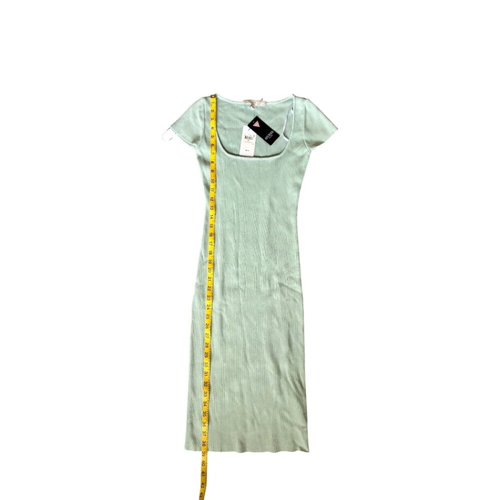 NWT GUESS Cap Sleeve Charlotte Bodycon Ribbed Dress M Aqua Ice Mint Green *READ - Picture 6 of 12